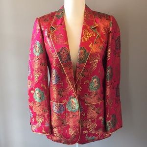 Elegant Red Floral Blazer